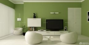 现代客厅 绿色墙面装修效果图片