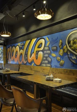 餐饮店面个性室内背景墙设计效果图图片
