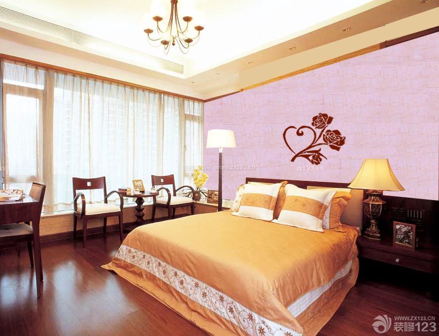 温馨精致卧室硅藻泥背景墙效果图