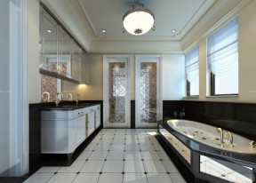 高端别墅浴室装修艺术玻璃隔断效果图片