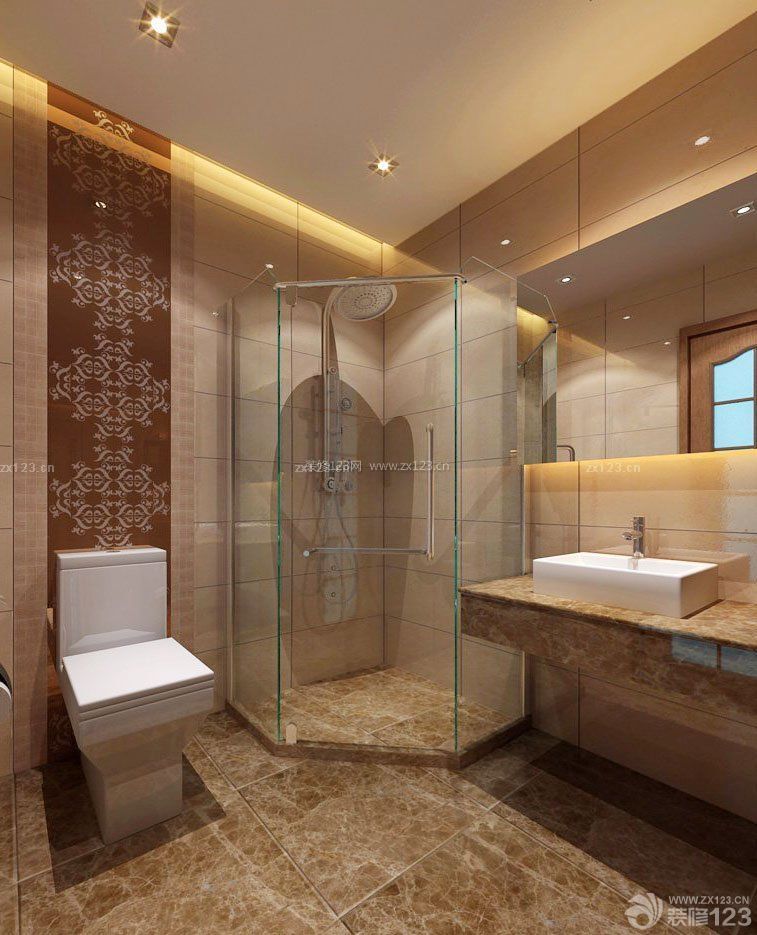 宾馆整体卫生间玻璃淋浴间装修效果图图集