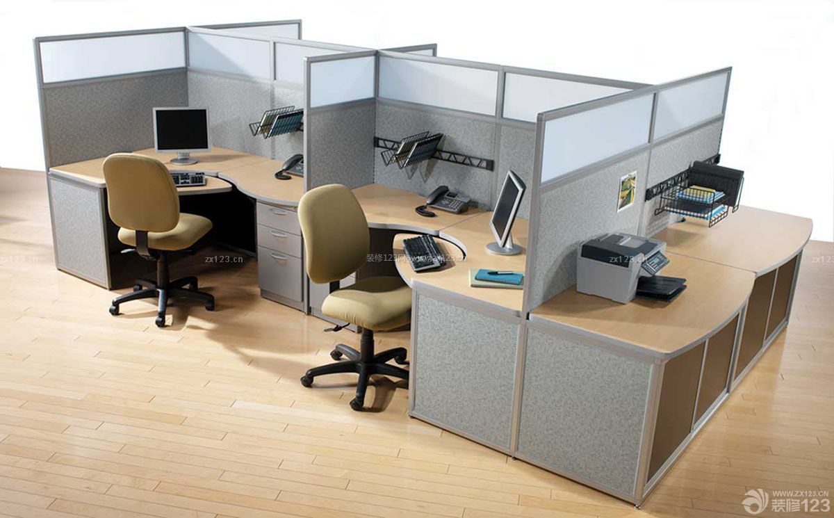 简约办公室隔断式办公桌设计