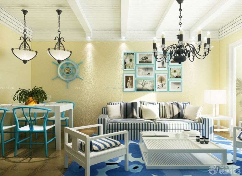 地中海小户型家装客厅背景墙效果图片