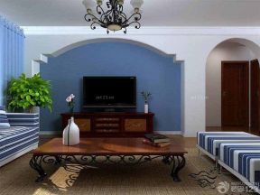 小客厅电视背景墙效果图 地中海装修风格