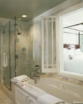 宾馆卫浴装修效果图 玻璃淋浴间装修效果图