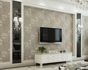 欧式装修电视背景墙 客厅电视背景墙壁纸效果图