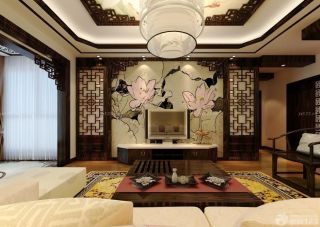 现代中式客厅墙纸背景墙图片