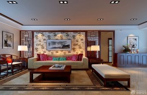 传统中式风格客厅十字绣图片