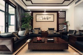 现代中式客厅十字绣装修效果图