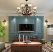 精美欧式客厅蓝色墙面装修效果图片