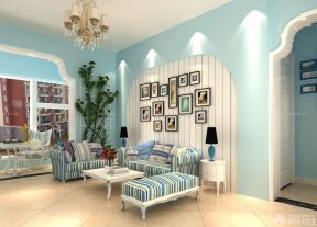 地中海风格客厅 照片墙装修效果图片