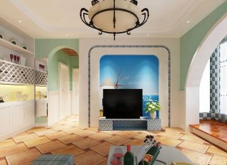 地中海风格客厅墙面装饰装修效果图片