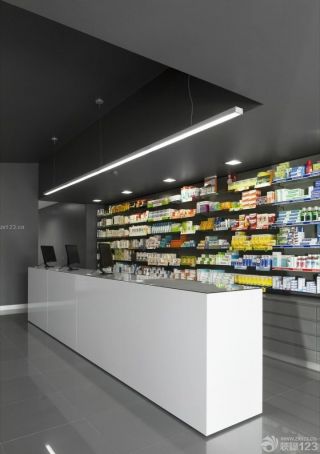 最新药店简约室内装修设计效果图图片 