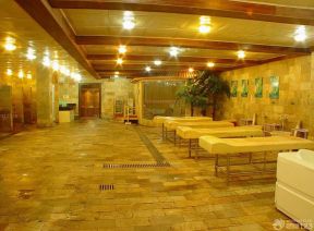 洗浴中心大厅效果图 石材地面装修效果图片
