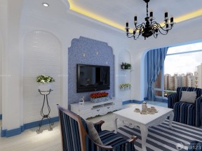 家庭客厅电视背景墙 地中海风格装修效果图片