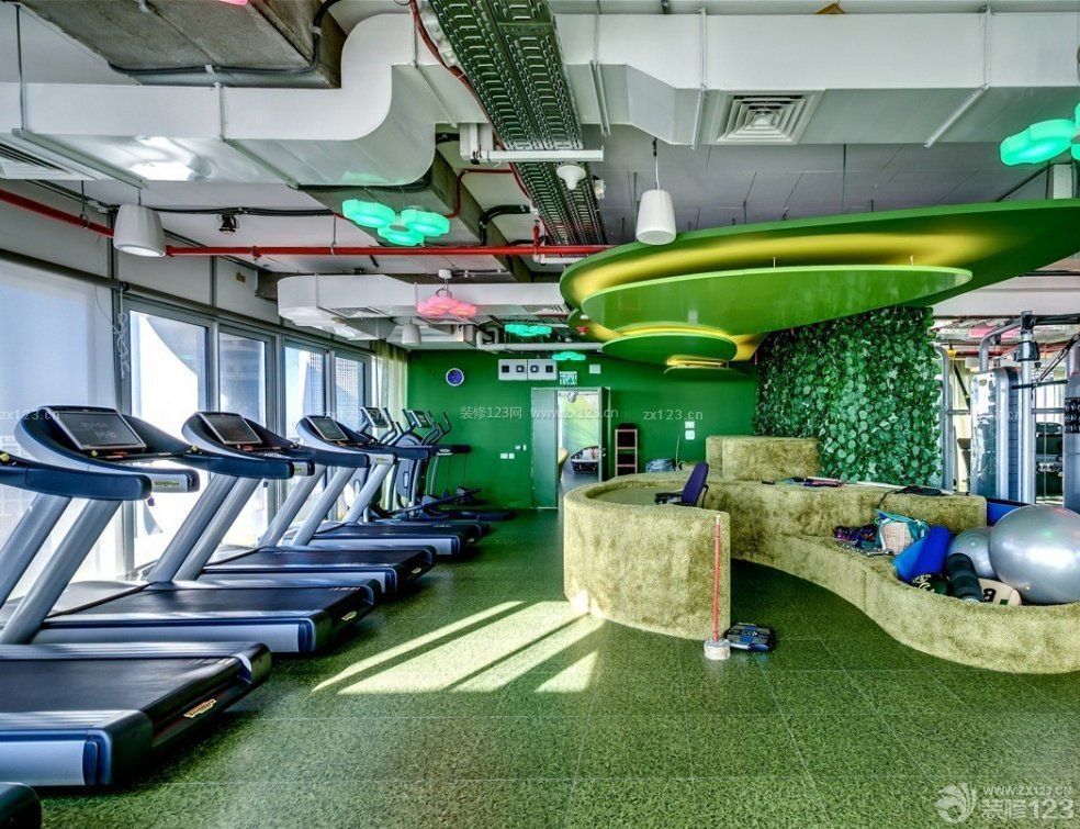 时尚健身房绿色地砖装修效果图片