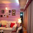 时尚粉色客厅沙发背景墙装修图