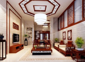 中式家装风格挑高客厅效果图