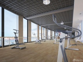 健身房装修效果图 浅色木地板