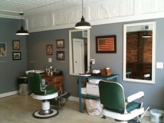 理发店室内纯色壁纸装修效果图片