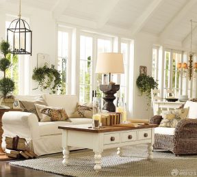 美式田园风格客厅组合沙发效果图