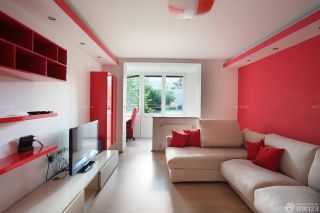 绚丽客厅色彩搭配红色墙面装修效果图片