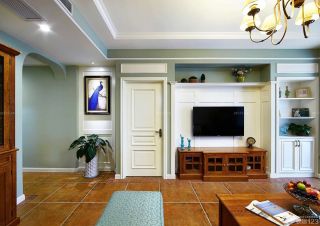 美式客厅电视背景墙颜色装修效果图