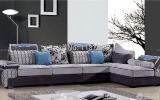 现代家装客厅布艺组合沙发装修效果图片