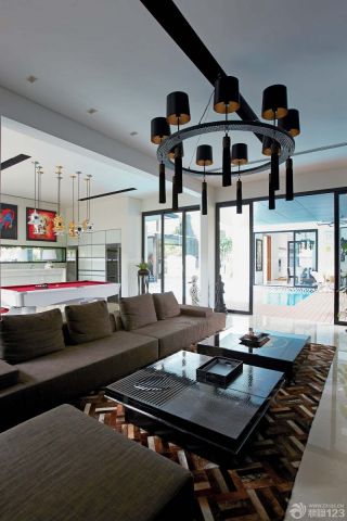 现代风格家装客厅有梁吊顶效果图