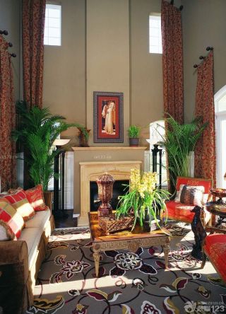 美式别墅设计客厅窗帘装修效果图