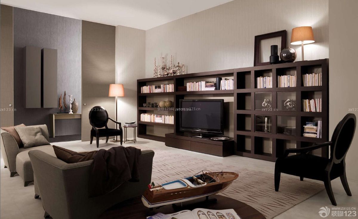 简约风格客厅组合电视柜电视背景墙效果图