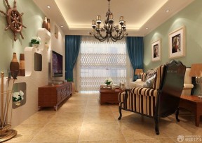 家装客厅背景墙 美式地中海混搭风格效果图