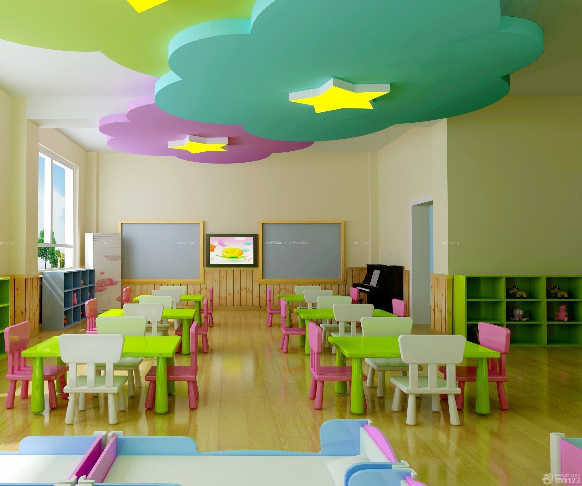 幼儿园教室天花板设计装修案例图片 