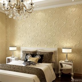 欧式卧室装修效果图 凹凸感壁纸装修效果图片