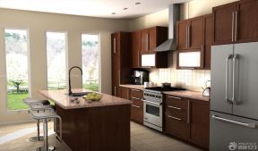 厨房设计图 棕色橱柜装修效果图片