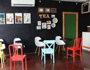 奶茶店装修效果图 墙砖墙面装修效果图片
