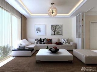 现代白色简约小户型客厅装修图