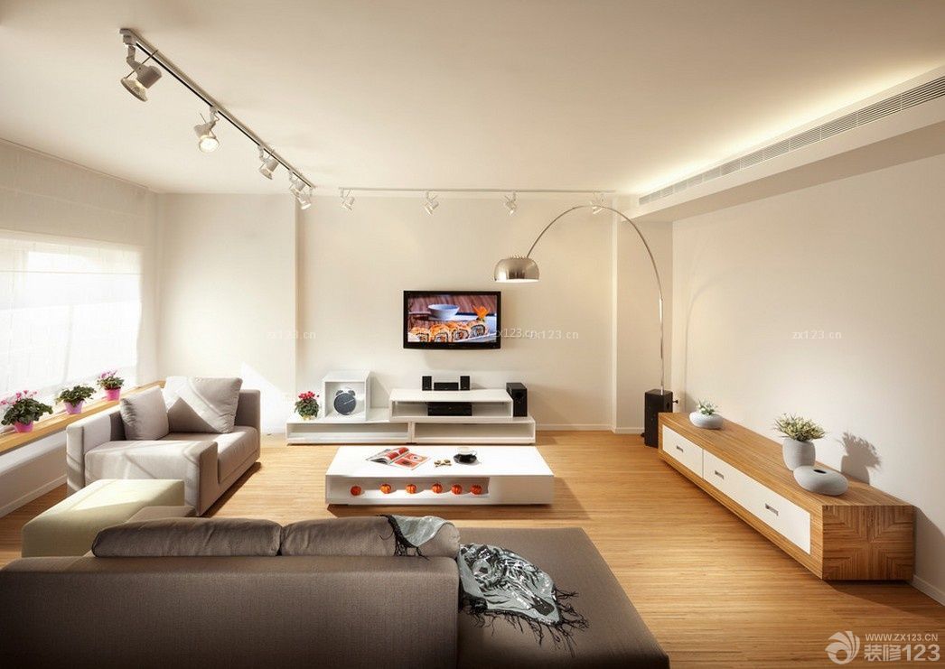 现代极简家装客厅电视墙效果图