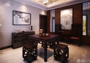中式茶楼室内背景墙设计装修效果图集
