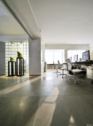 现代办公室石材地面装修效果图片
