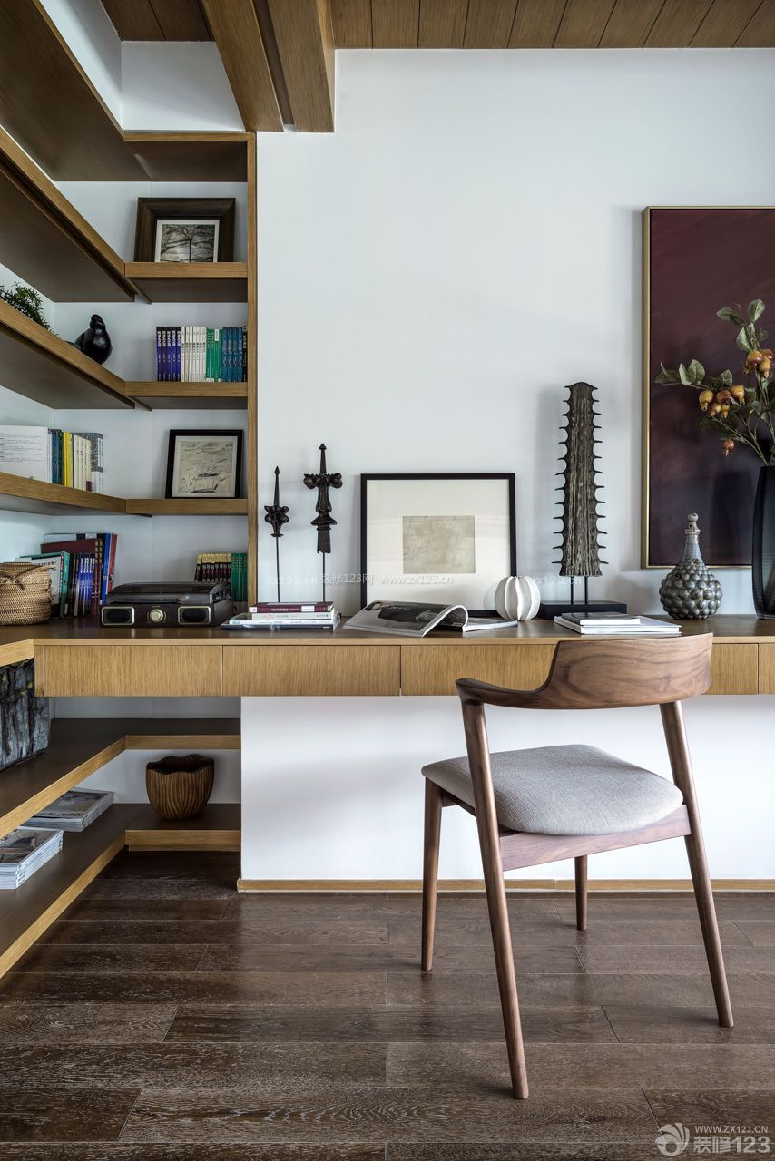 现代简约风格转角书柜装修效果图