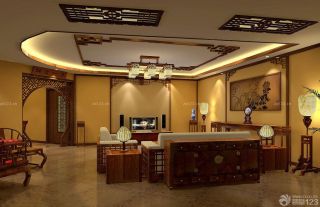 中式古典室内客厅设计效果图