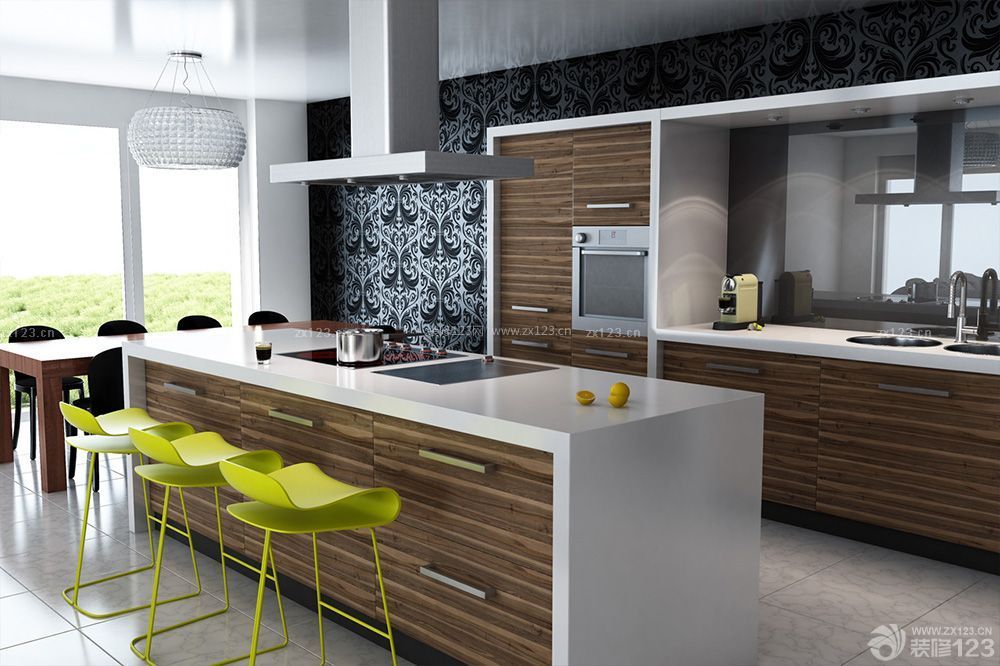 120平米现代风格开放式厨房装修设计图片案例