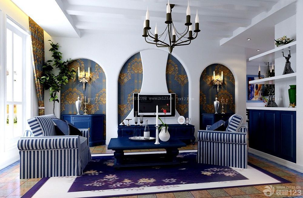 现代装修120平米客厅地中海沙发图片