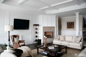 现代白色简约客厅天花板吊顶图片