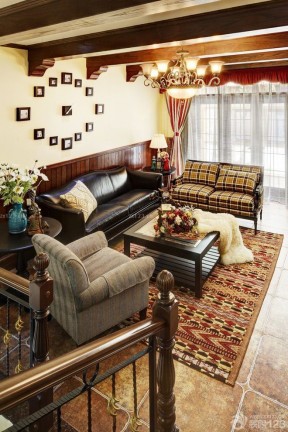 美式别墅客厅组合沙发装修效果图片