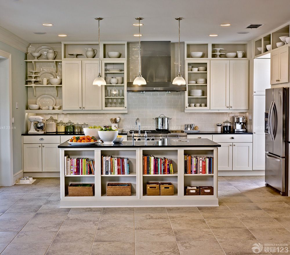 现代简欧厨房装修设计120平米图片大全