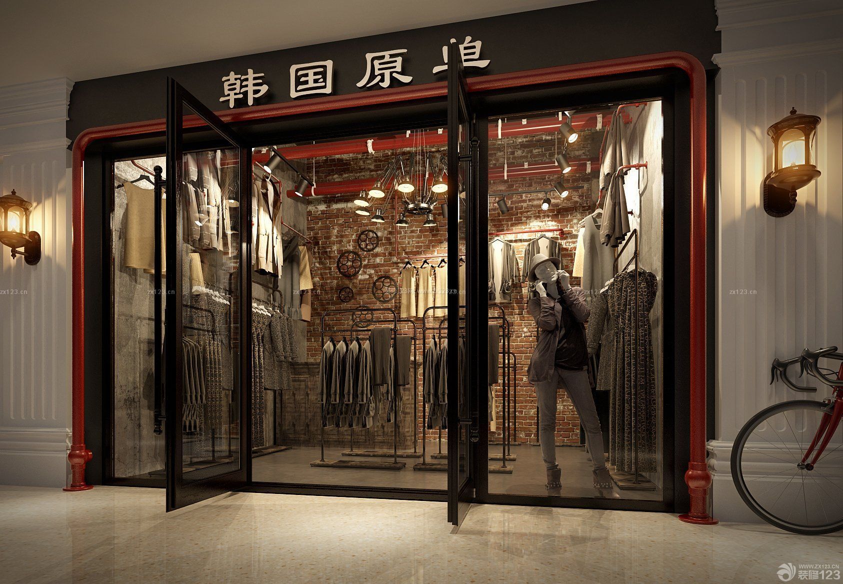 韩国服装店面门头设计效果图片