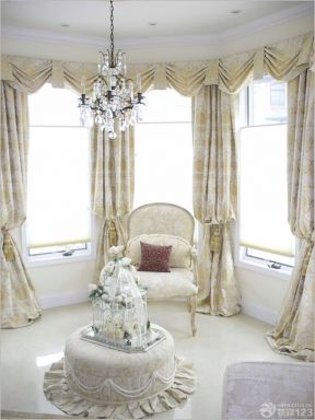 家庭飘窗 欧式窗帘装修效果图片