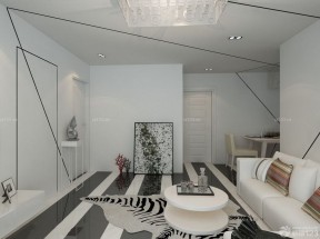 小户型客厅吊顶 白色简约装修效果图